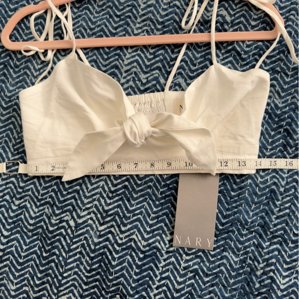 NARY Koh Kong White Linen Tie Strap Shirred Bandeau Top Size Small GARMENTORY - Picture 7 of 8
